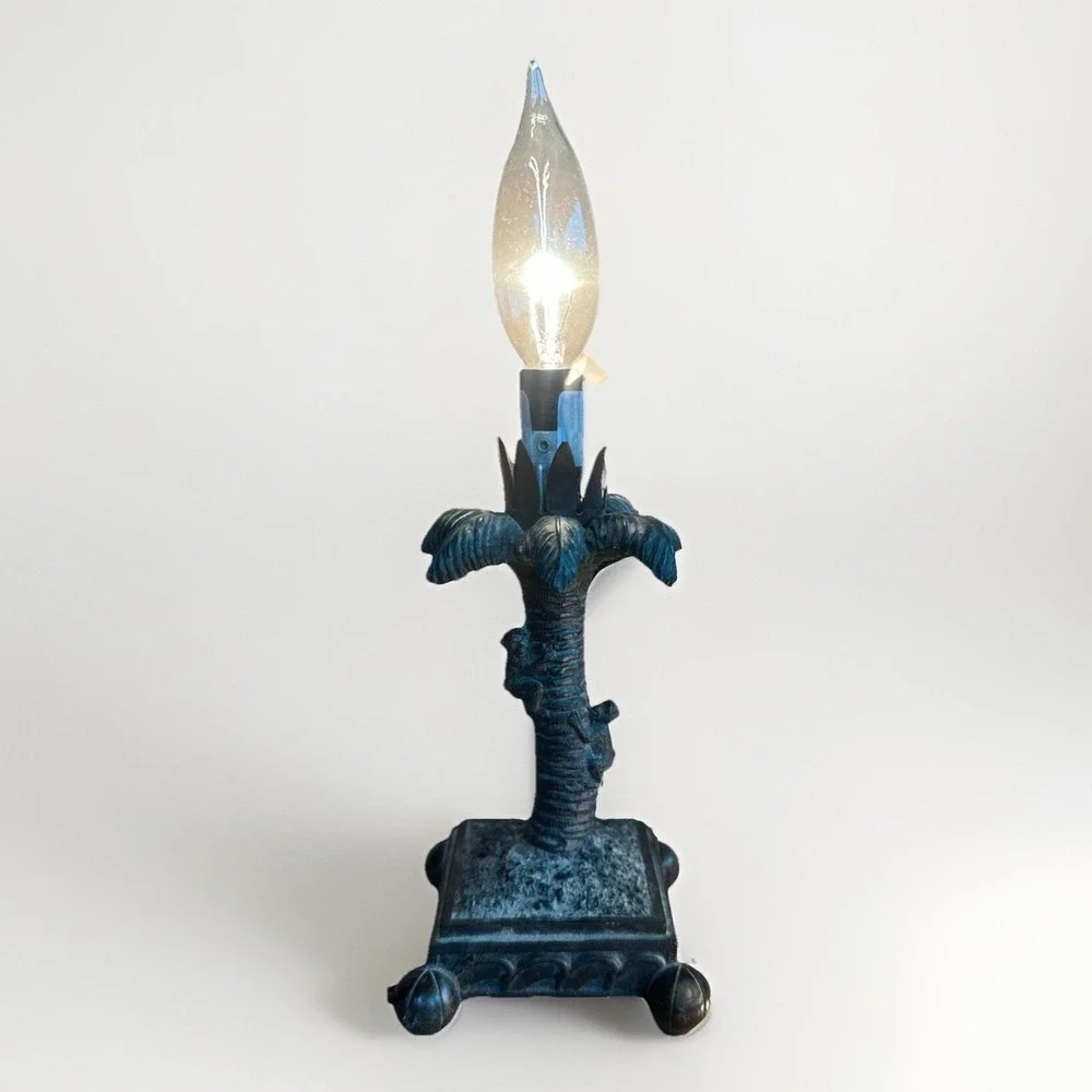 VTG Monkey Palm Tree Table Lamp Tropical Jungle Decor Hollywood Regency Art Deco